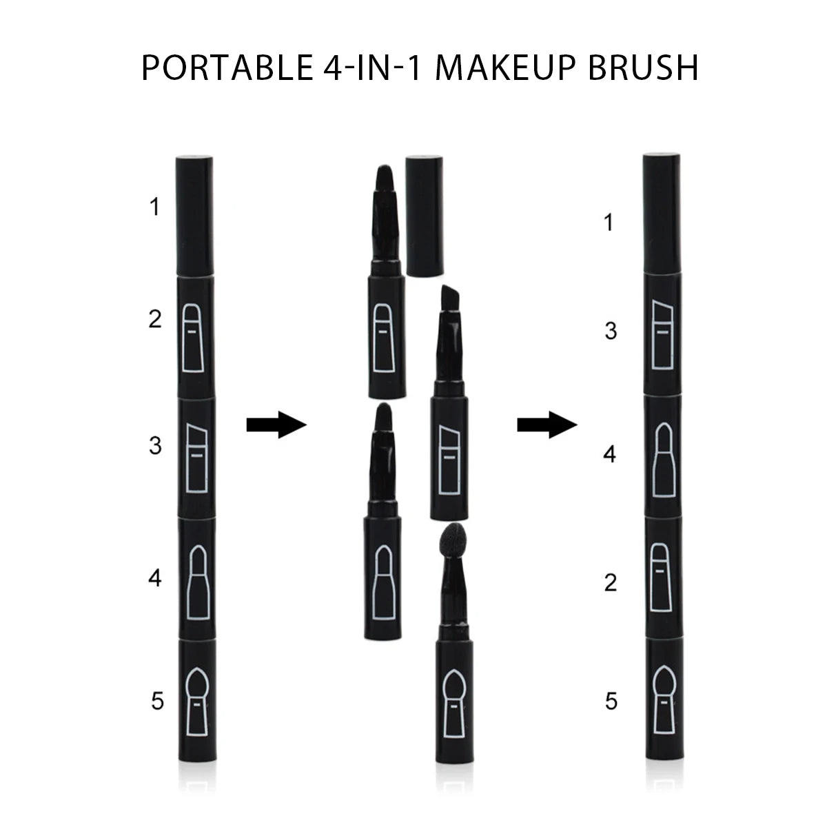 Mini 4-in-1 makeup brush, a multi-purpose, easy to carry out travel