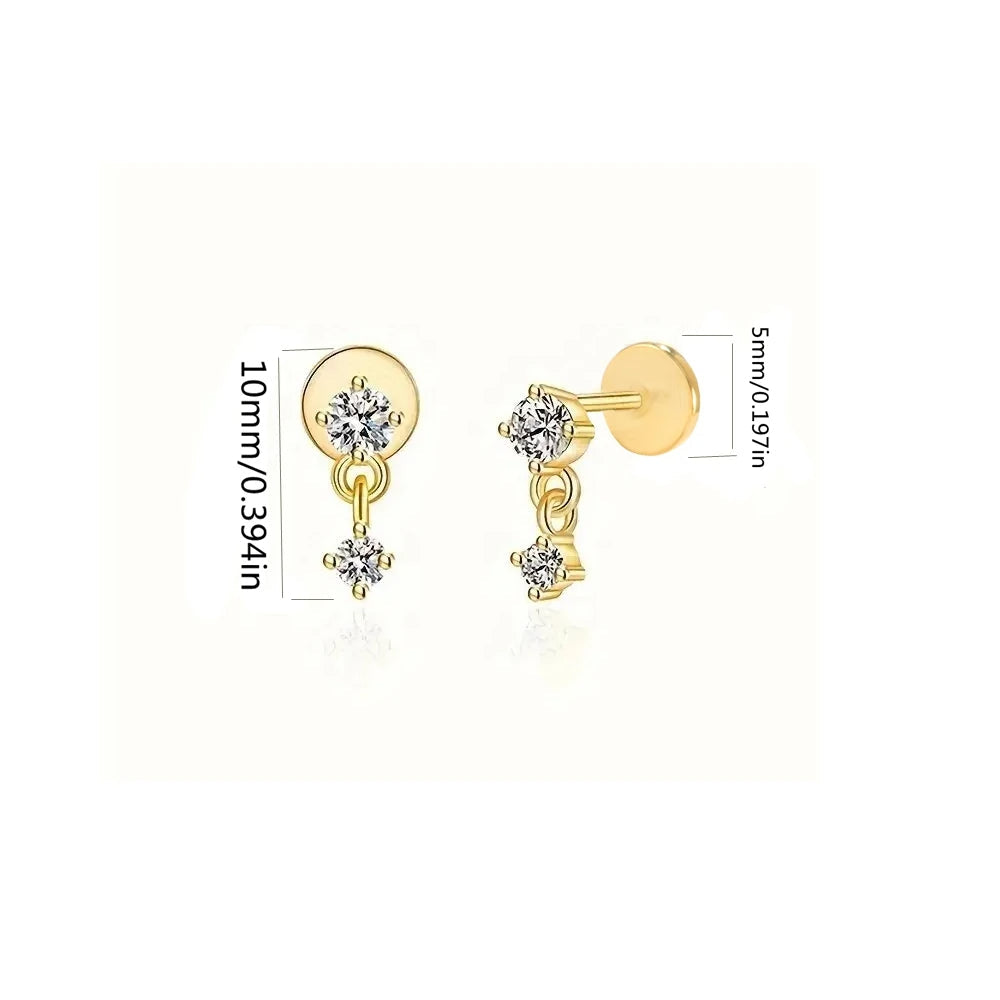Flat Screw Back Drop Earrings For Women