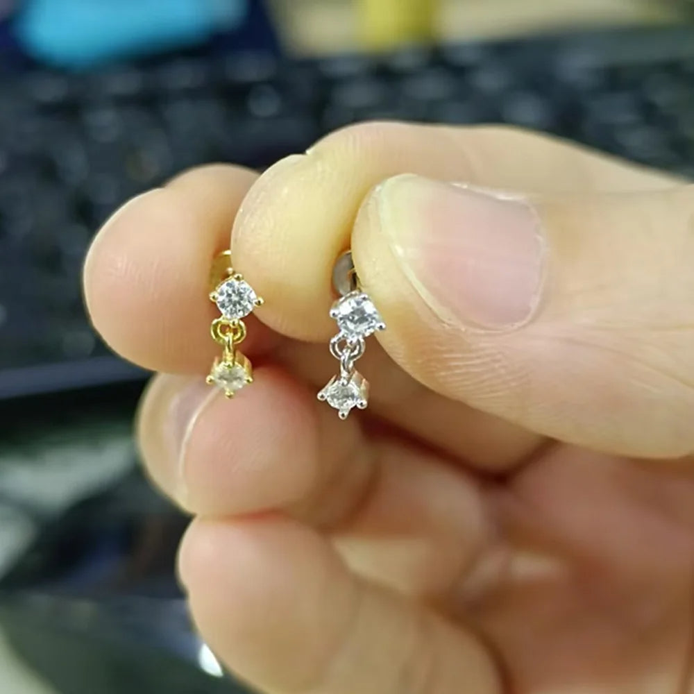 Flat Screw Back Drop Earrings For Women
